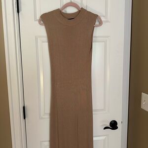 Nude straight midi dress